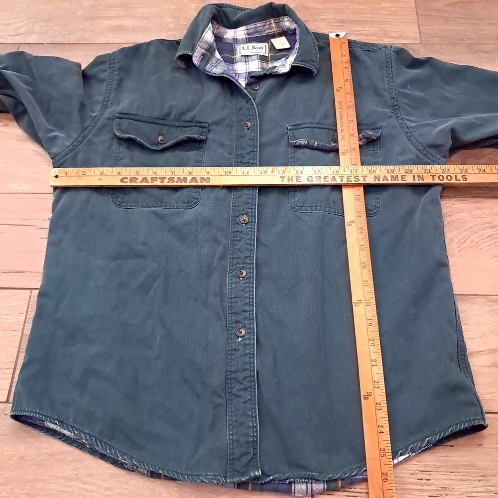 Vintage LL Bean Womens Hurricane Shirt Jacket sz M Medium Freeport green flannel - Picture 6 of 11